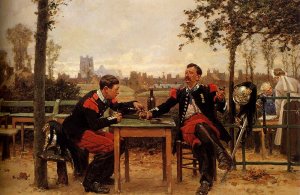 The Commander's Feast by Alphonse De Neuville Oil Painting