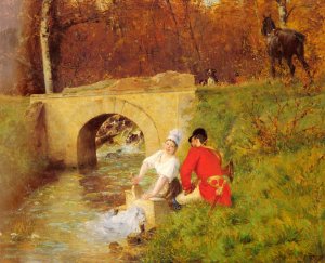 A Moment Aside by Alphonse Gaudefroy Oil Painting