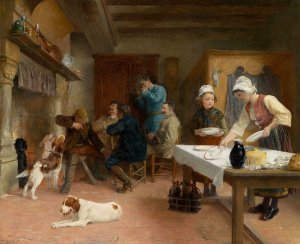 After the Hunt by Alphonse Gaudefroy Oil Painting
