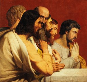 Groupe d'Apotres lors de la Cene by Alphonse-Henri Perin Oil Painting