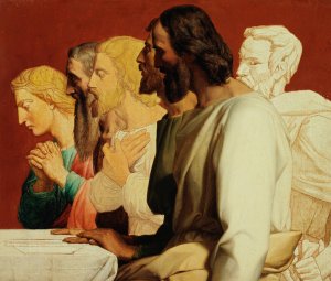 Groupe d'Apotres lors de la Cene by Alphonse-Henri Perin Oil Painting