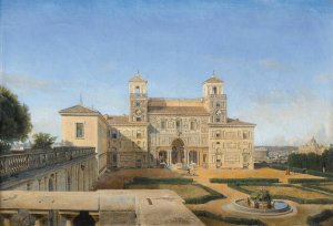 View of the Villa Medicis gardens, Rome by Alphonse-Henri Perin Oil Painting