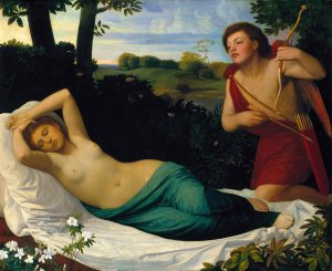 Cupid and Psyche by Alphonse Legros Oil Painting