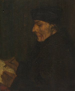 Memory Copy of Holbein's Erasmus by Alphonse Legros Oil Painting