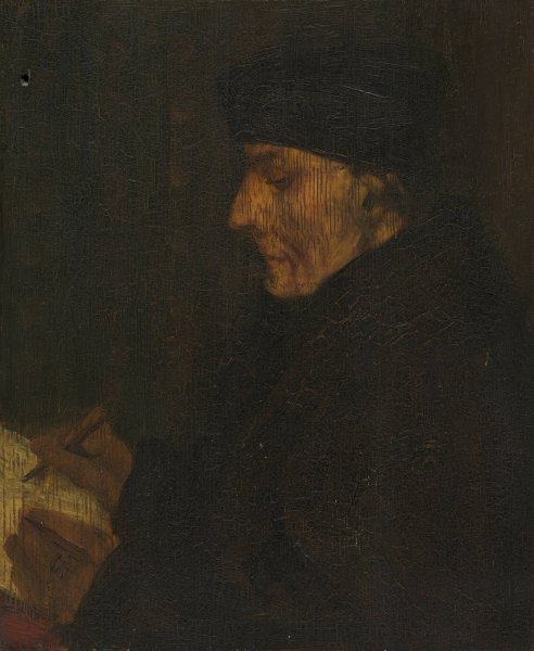 Memory Copy of Holbein's Erasmus by Alphonse Legros - Hand-Painted Oil Painting Reproduction