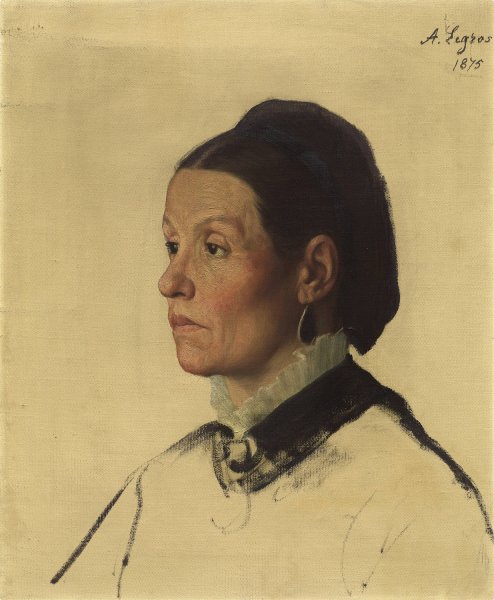 Portrait of a Woman  by Alphonse Legros - Hand-Painted Oil Painting Reproduction
