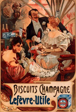Biscuits Champagne-Lefevre-Utile by Alphonse Maria Mucha Oil Painting