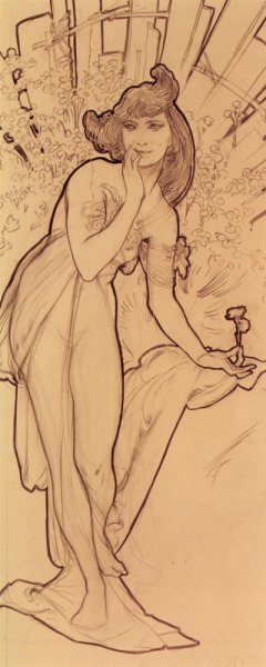 Main Product Photo of Carnation Painting by Alphonse Maria Mucha