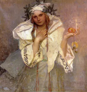 Christmas in America by Alphonse Maria Mucha Oil Painting
