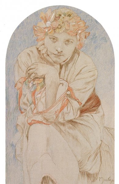 Envisage by Alphonse Maria Mucha - Hand-Painted Oil Painting Reproduction