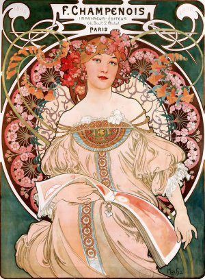 F. Champenois Imprimeur-Editeur by Alphonse Maria Mucha Oil Painting