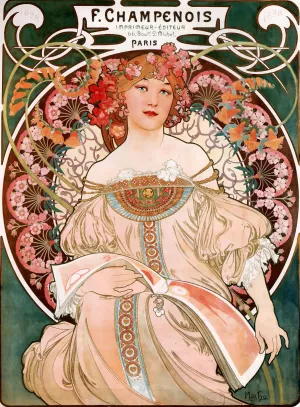 F. Champenois Imprimeur-Editeur by Alphonse Maria Mucha - Oil Painting Reproduction