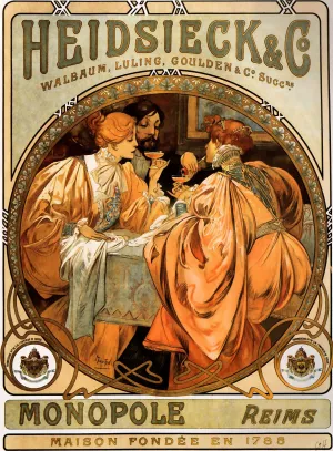 Heidsieck and Co. Oil painting by Alphonse Maria Mucha