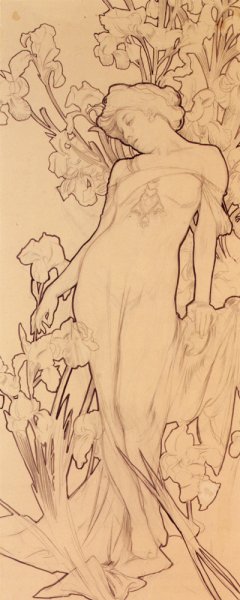 Iris by Alphonse Maria Mucha - Hand-Painted Oil Painting Reproduction