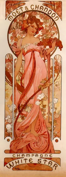 Moet & Chandon White Star Oil painting by Alphonse Maria Mucha