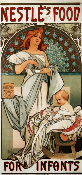 Nestle's Food for Infants by Alphonse Maria Mucha - Oil Painting Reproduction