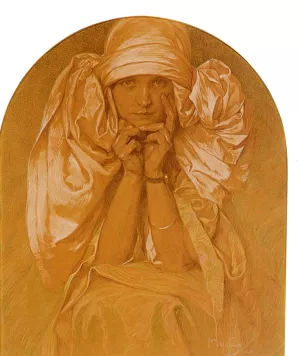 Portrait of the Artist's Daughter, Jaroslava by Alphonse Maria Mucha Oil Painting