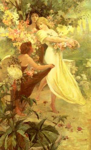 Spirit of Spring by Alphonse Maria Mucha Oil Painting