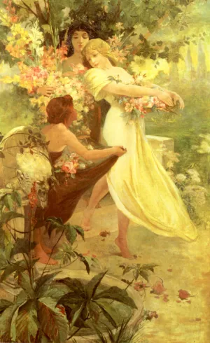Spirit of Spring by Alphonse Maria Mucha - Oil Painting Reproduction