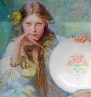The Artist by Alphonse Maria Mucha Oil Painting