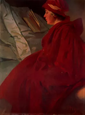 The Red Cape Oil painting by Alphonse Maria Mucha