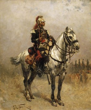 A Cavalryman by Alphonse Marie De Neuville Oil Painting