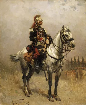A Cavalryman by Alphonse Marie De Neuville Oil Painting