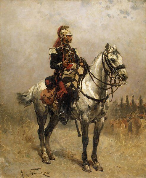 A Cavalryman  by Alphonse Marie De Neuville - Hand-Painted Oil Painting Reproduction