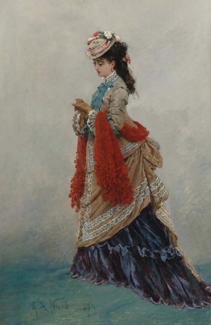 An Elegant Woman by Alphonse Marie De Neuville Oil Painting