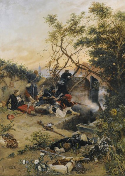 Essuyant le feu  by Alphonse Marie De Neuville - Hand-Painted Oil Painting Reproduction