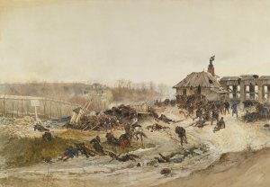 Le Four A Chaux; A Study For The Panorama Of The Battle Of Champigny by Alphonse Marie De Neuville Oil Painting