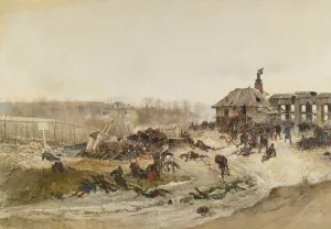 Le Four A Chaux; A Study For The Panorama Of The Battle Of Champigny by Alphonse Marie De Neuville Oil Painting