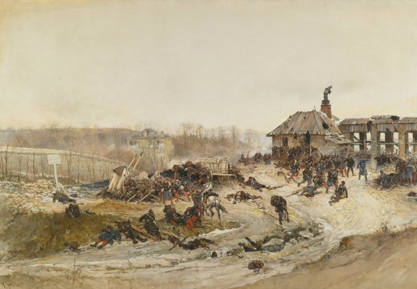 Le Four A Chaux; A Study For The Panorama Of The Battle Of Champigny  by Alphonse Marie De Neuville - Hand-Painted Oil Painting Reproduction
