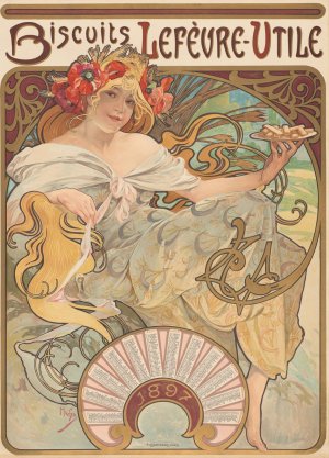Biscuits Lefevre-Utile by Alphonse Mucha Oil Painting