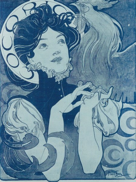 Cocorico by Alphonse Mucha - Hand-Painted Oil Painting Reproduction