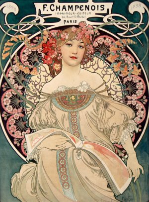 F. Champenois Imprimeur-Editeur by Alphonse Mucha Oil Painting