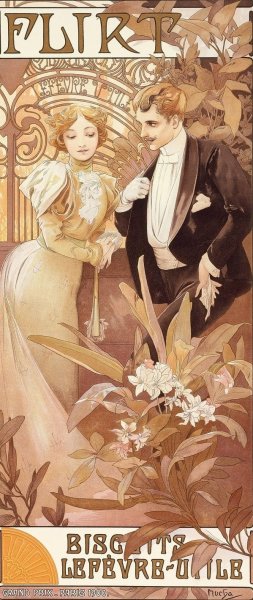 Flirt by Alphonse Mucha Oil Painting