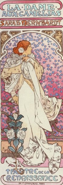 La Dame Aux Camelias by Alphonse Mucha Oil Painting