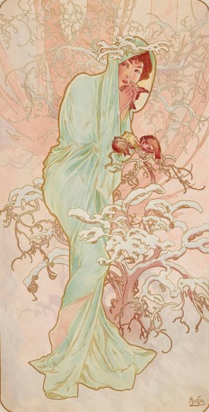Les Saisons 1 by Alphonse Mucha Oil Painting