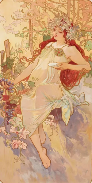 Les Saisons 3 by Alphonse Mucha Oil Painting