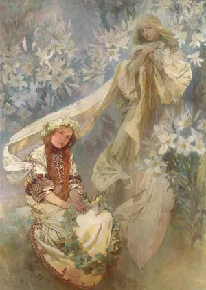 Madonna of the Lilies by Alphonse Mucha Oil Painting