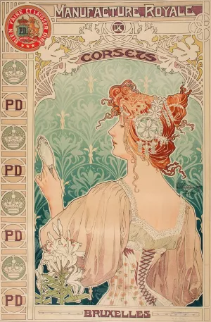 Manufacture Royale De Corsets by Alphonse Mucha Oil Painting