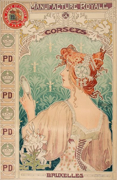 Manufacture Royale De Corsets  by Alphonse Mucha - Hand-Painted Oil Painting Reproduction