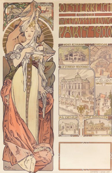 Osterreich auf der Weltausstellung Paris 1900  by Alphonse Mucha - Hand-Painted Oil Painting Reproduction