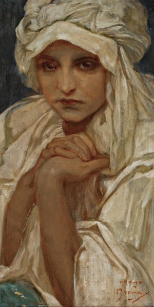 Portrait of a Girl by Alphonse Mucha Oil Painting