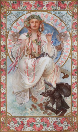Portrait Of Josephine Crane-Bradley As Slavia by Alphonse Mucha Oil Painting