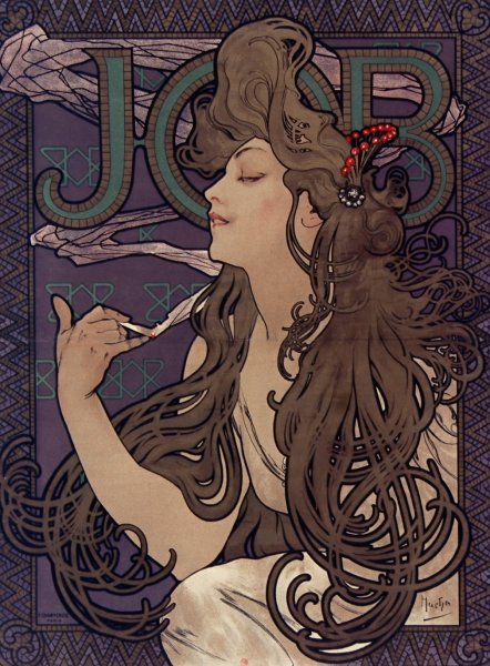 Publicite pour les cigarettes Job by Alphonse Mucha - Hand-Painted Oil Painting Reproduction