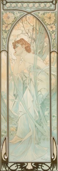 Reverie du soir, from Times of Day by Alphonse Mucha Oil Painting