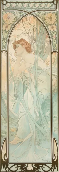 Reverie du soir, from Times of Day by Alphonse Mucha Oil Painting