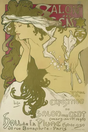 Salon des Cent, XXme Exposition du Salon des Cent by Alphonse Mucha Oil Painting